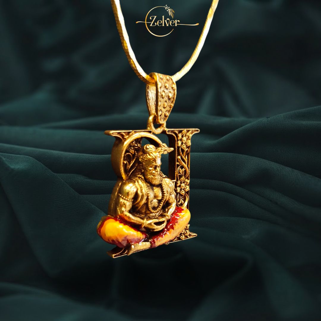 Lord Hanuman Antique Gold Finish Pendant